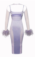 Featherette Silver Satin dress