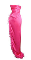 Featherette Fuschia gown