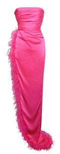 Featherette Fuschia gown